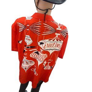 Men’s red white blue size 4XL XMAS hawalili short sleeve button down SKU 719